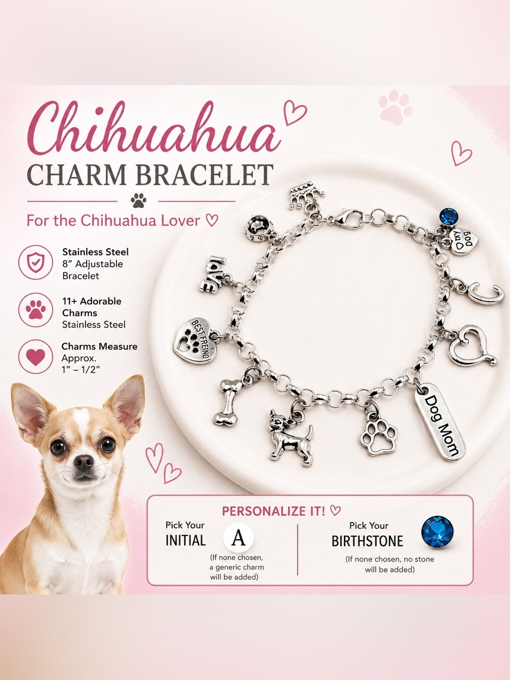 Chihuahua Charm Bracelet Dog